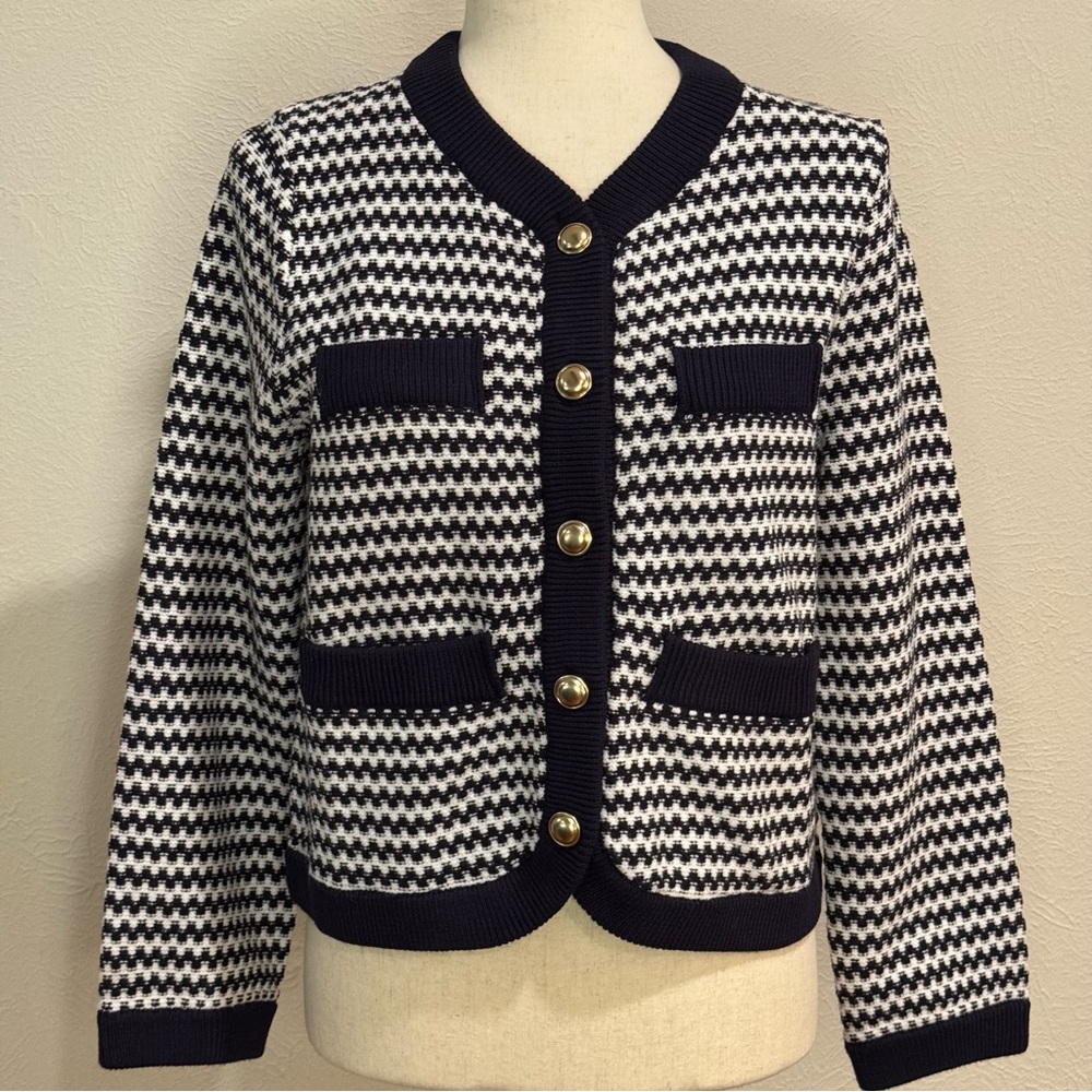 Free Assembly Black and White Knit Jacket Size S (4-6)